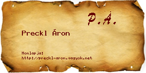 Preckl Áron névjegykártya